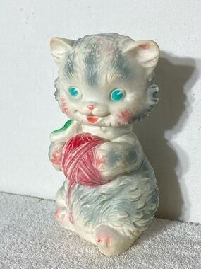 Vintage 1950s 60s Edward Mobley Rubber Squeak Toy Kitten Cottagecore Grannycore